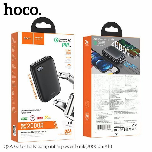 Pin Dự Phòng Hoco Q2 10000mAh💎CAO CẤP💎Sạc Dự Phòng Tích Hợp Sạc Nhanh QC3.0 và PD20W Đèn Led Hiển Thị - Bảo Hành 1 Năm