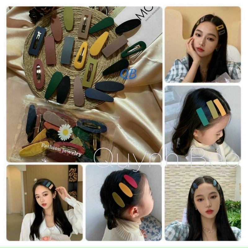 Set 20 cái kẹp tóc Hàn Quốc mix màu Vintage đựng túi zip