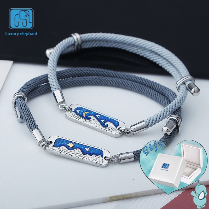 Vòng tay mạ bạc 925 hình voi và ngôi sao sang trọng