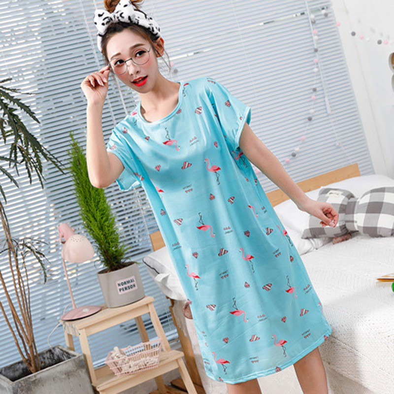 Đầm ngủ tay ngắn cổ tròn hoạ tiết hoạt hình đáng yêu | BigBuy360 - bigbuy360.vn