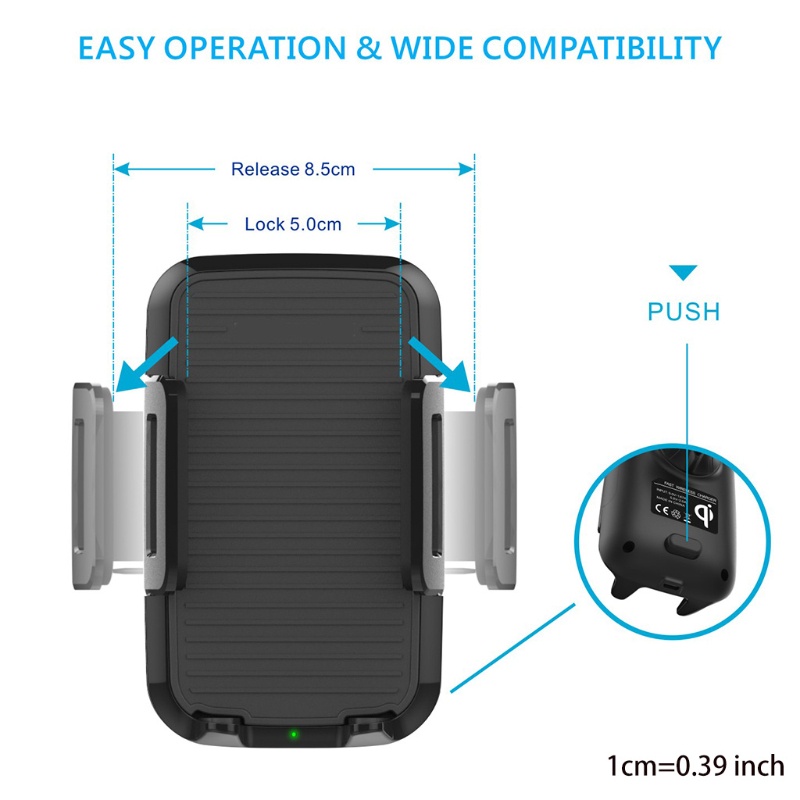 Giá đỡ sạc điện thoại không dây 10W Qi gắn xe hơi | BigBuy360 - bigbuy360.vn