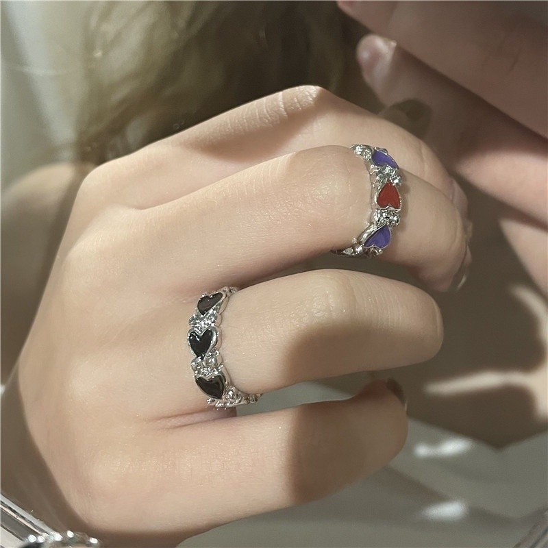 Nhẫn Cặp Đính Đá Quý Hình Trái Tim Cổ Điển Thời Trang