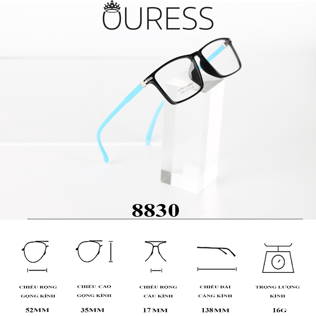 Gọng Kính Nhựa Ultem Cao Cấp Siêu Nhẹ Siêu Bền Thời Trang – Hàng Chính Hãng 8830