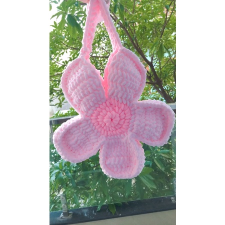 Túi hoa năm cánh Handmade bằng len nhung đũa