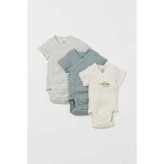 Set 3 bodysuits cài cúc chéo, tone xanh in hình cá sấu, Hờ mờ UK săn SALE