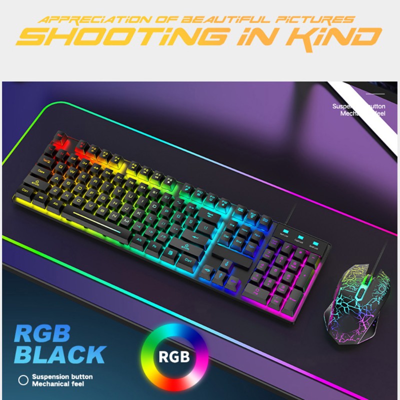 Combo Bàn Phím + Chuột Gaming Kaki. T6, Led Cầu Vồng | BigBuy360 - bigbuy360.vn
