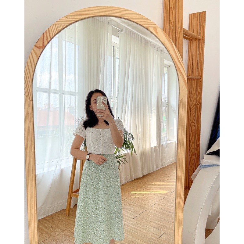 Chân váy hoa nhí dáng dài phong cách vintage  summer 2021| Lure Closet| V189111 | BigBuy360 - bigbuy360.vn