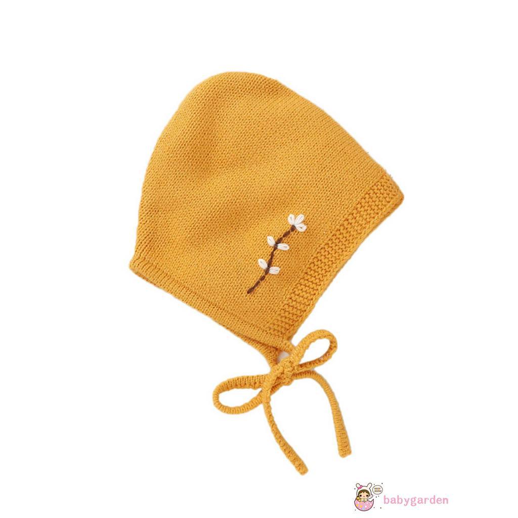 Mũ Trùm Đầu Dệt Kim Phối Hoa Cho Trẻ Sơ Sinh