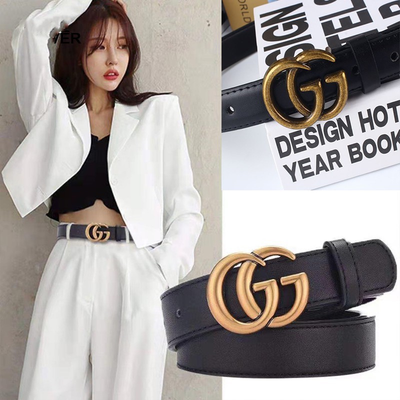 Thắt Lưng Da Pu Khóa Kim Loại Hình Chữ Phong Cách Retro Cho Nữ