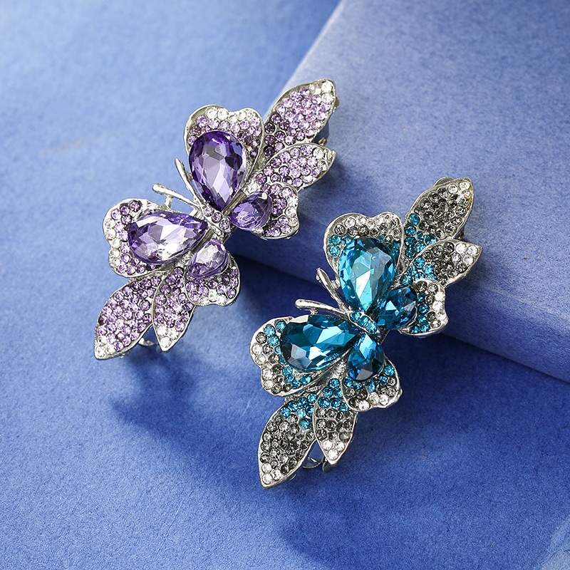 Kẹp Tóc Đính Đá Hình Hoa Bướm Phong Cách Thời Trang Hàn Quốc