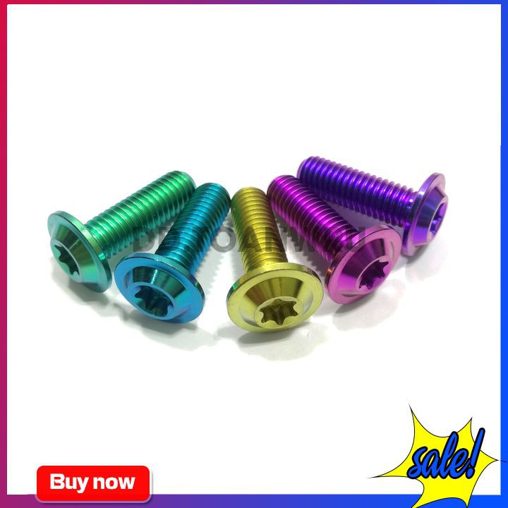 Bộ 10 ốc GR5 8li25 không gờ gắn đĩa thắng tạo điểm nhấn nổi bật cho xe máy