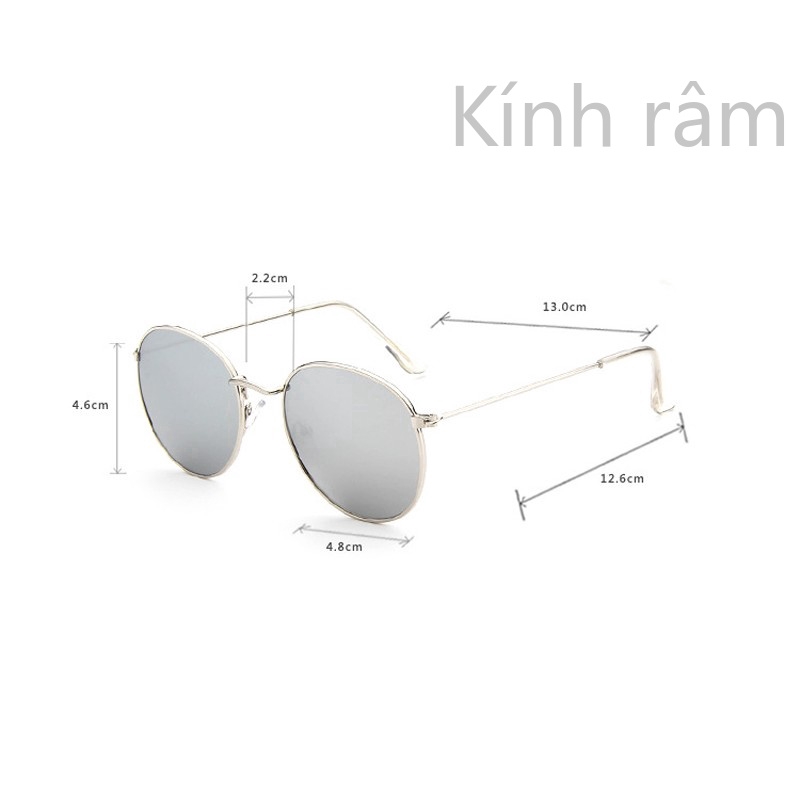 Kính mát tráng gương gọng tròn bằng kim loại sành điệu cho nữ