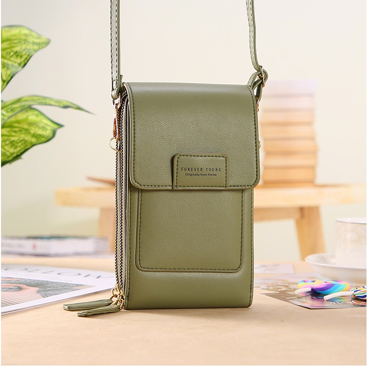 Ví nữ đựng điện thoại hai khóa kéo (kèm dây đeo chéo) thời trang BAG U DF195