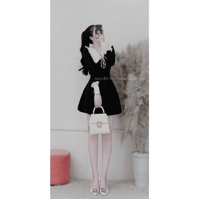 Váy tiểu thư cổ pha nơ nhỏ xinh xắn