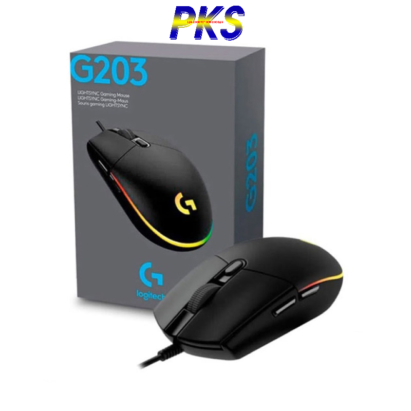 Chuột Gaming có dây 8000 DPI Logitech G203 LightSync bộ xử lý ARM 32 bit mới, LED RGB đồng bộ LightSync