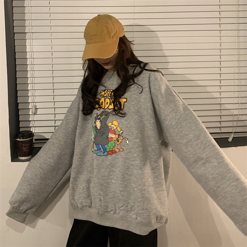 Áo Len Sweater Cổ Tròn Giản Dị In Họa Tiết Hoạt Hình Phong Cách Hàn Quốc | BigBuy360 - bigbuy360.vn