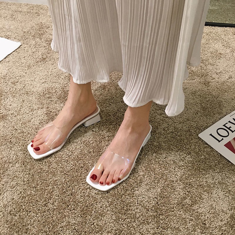 Dép Cao Gót Quai Ngang Trong Suốt Thời Trang Xuân Thu 2020 Cho Nữ