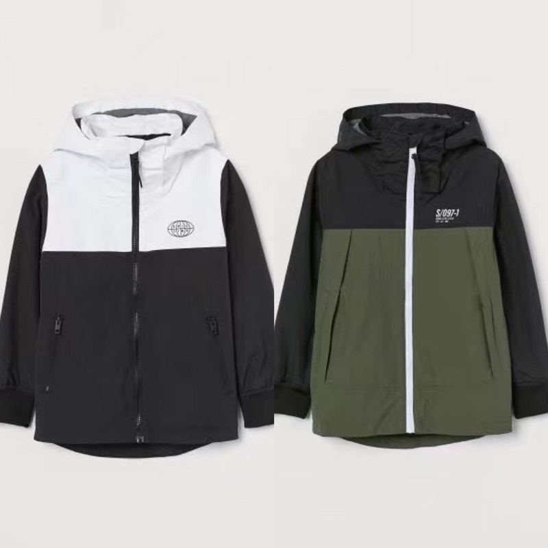 A58 - Áo khoác gió phối màu đen HM