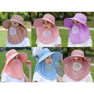 Mũ chống nắng kèm khăn choàng tiện lợi - Khăn Choàng Chống Nắng , Che Nắng Cho Nữ