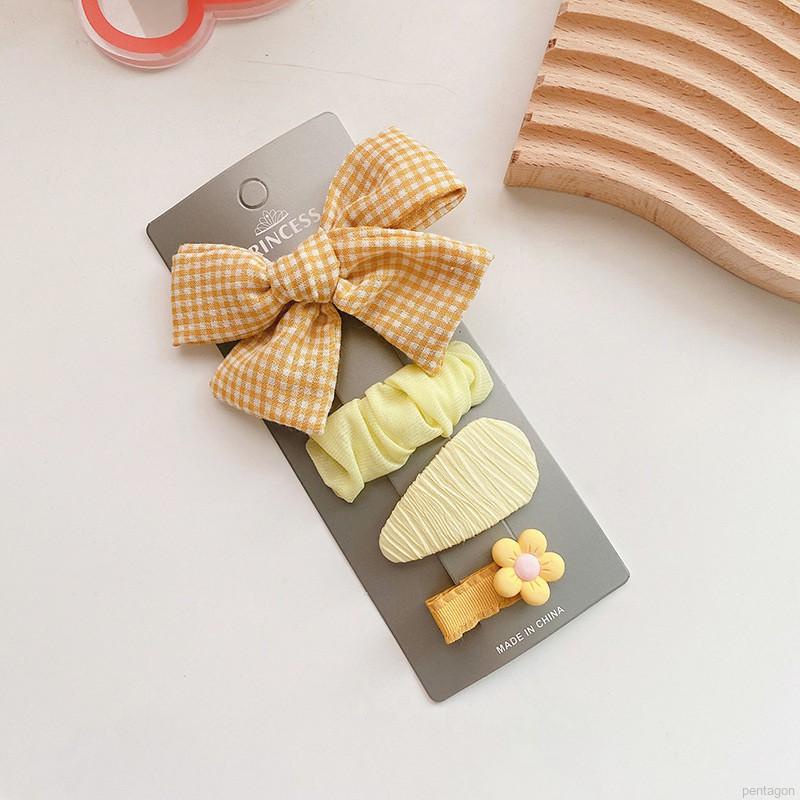 Set 4 Kẹp Tóc Vải Màu Sắc Ngọt Ngào Cho Bé Gái