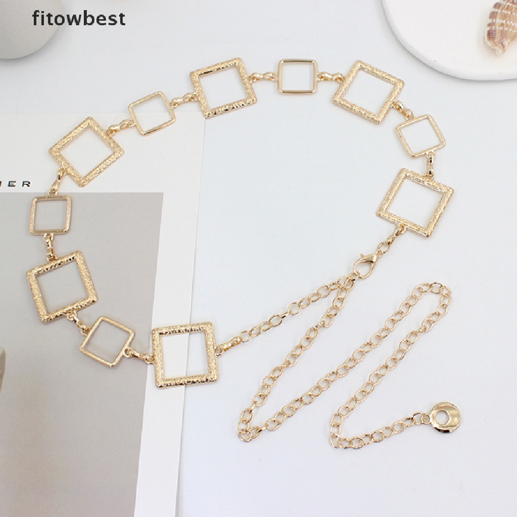 Thắt lưng GJCUTE dây xích móc kim loại hình vuông có thể điều chỉnh thời trang cho nữ