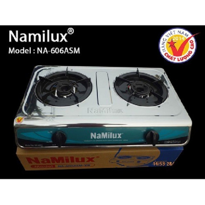 Bếp gas đôi Namilux NA-606ASM (mặt bếp inox) + Bộ Van Dây Chính Hãng