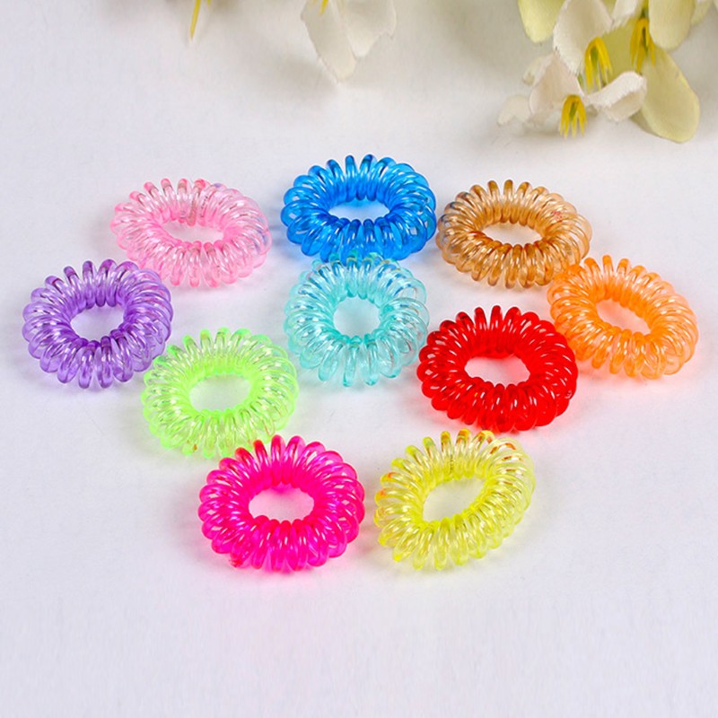 Bộ 10 dây buộc tóc hình lò xo co giãn tốt trong suốt