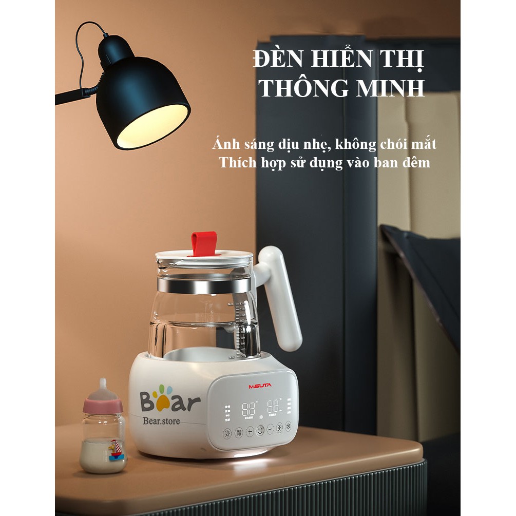 Máy Đun Nước Pha Sữa MISUTA Bản Nâng Cấp-Có Quạt Tản Nhiệt, Ánh Sáng Dịu Nhẹ Thích Hợp Cho Mẹ Pha Sữa Ban Đêm