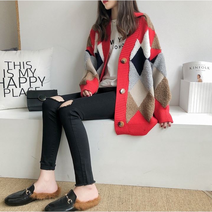 Áo cardigan len chám Anvalo áo cardigan nữ phong cách Hàn Quốc ACC19 | BigBuy360 - bigbuy360.vn