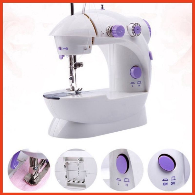 Máy may mini máy khâu mini có đèn led may thêu vá tại gia đình rất tiện dụng.