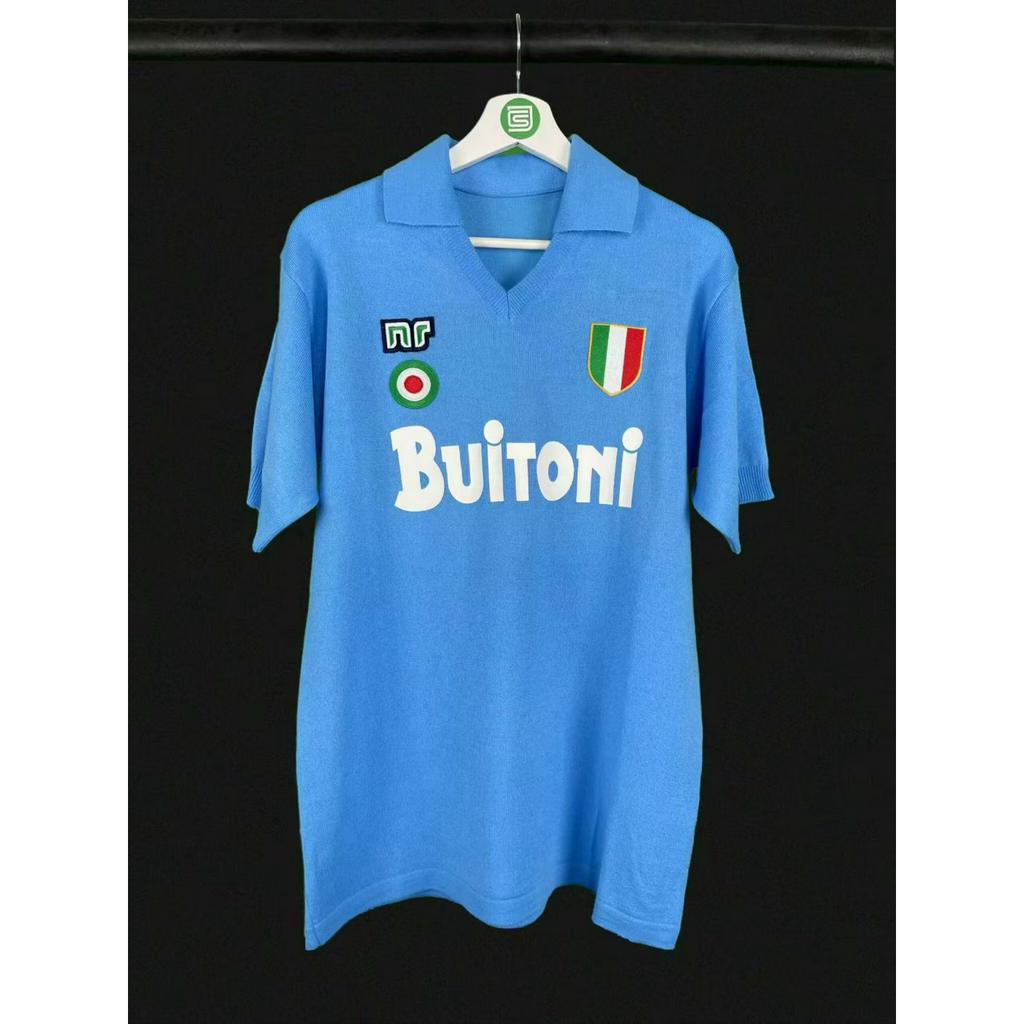 Áo Thun Bóng Đá Tay Ngắn / Dài Napoli Home 1986-89 Phong Cách Vintage Size S-2XL