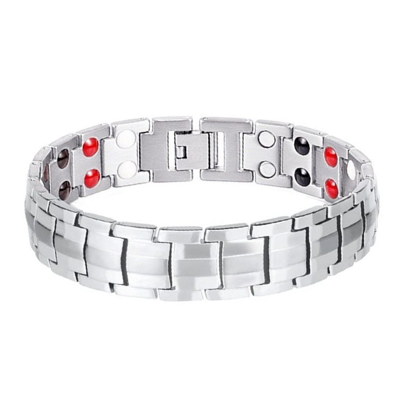 Vòng Đeo Tay Nam Châm Chăm Sóc Sức Khỏe Màu Vàng Bạc Thời Trang Cho Nam