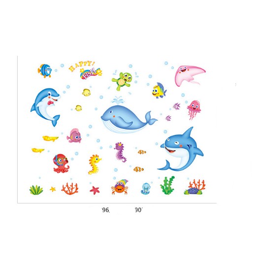 Decal trang trí tường Cá Heo Xanh