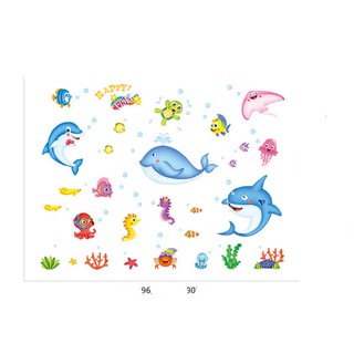 Decal trang trí tường Cá Heo Xanh