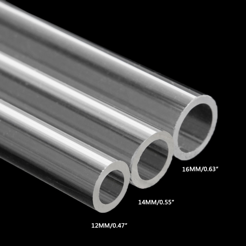 Ống Làm Mát Bằng PMMA Acrylic Trong Suốt Đường Kính Ngoài 12mm/14mm/16mm Dài 50cm Cho Máy Tính Để Bàn