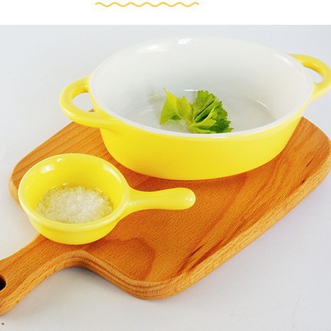 Bát sứ ăn dặm hình Elip 2 tai - Nhiều màu