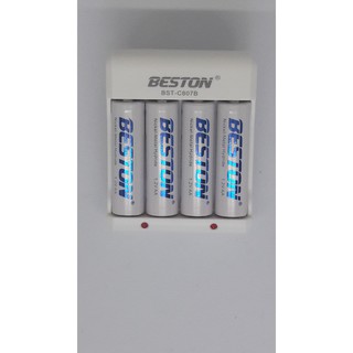 Combo Bộ Sạc Pin Beston kèm 4 pin AA/AAA 1.2v tặng kèm hộp đựng pin