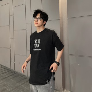 Áo Thun TSUN Broken Wash Xám - [UNISEX] - In Kéo Lụa