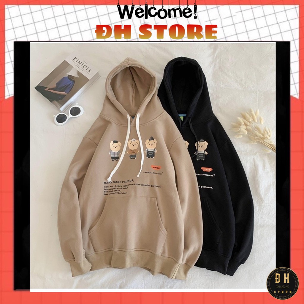 (Mẫu Mới 2021) Áo Hoodie 3 Chú Heo Có Mũ Nam Nữ Chất Nỉ Bông Dày Dặn Form Rộng Unisex- Áo Nỉ Nam Nữ Ulzzang Hoạ Tiết