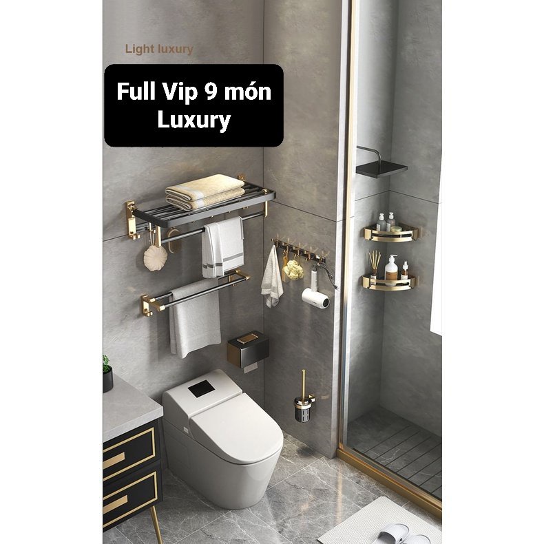 Kệ để đồ dùng phòng tắm gắn tường MEIDOO dán hoặc khoan thiết kế màu vàng đen sang trọng cho phòng tắm nhà bạn