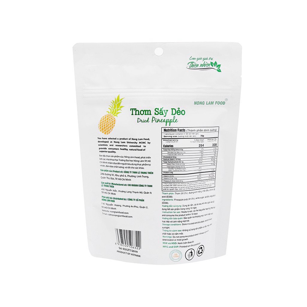 Thơm Sấy Dẻo Nông Lâm Food (Dried Pineapple) - 100% Từ Thiên Nhiên sản phẩm đang được ưa chuộng