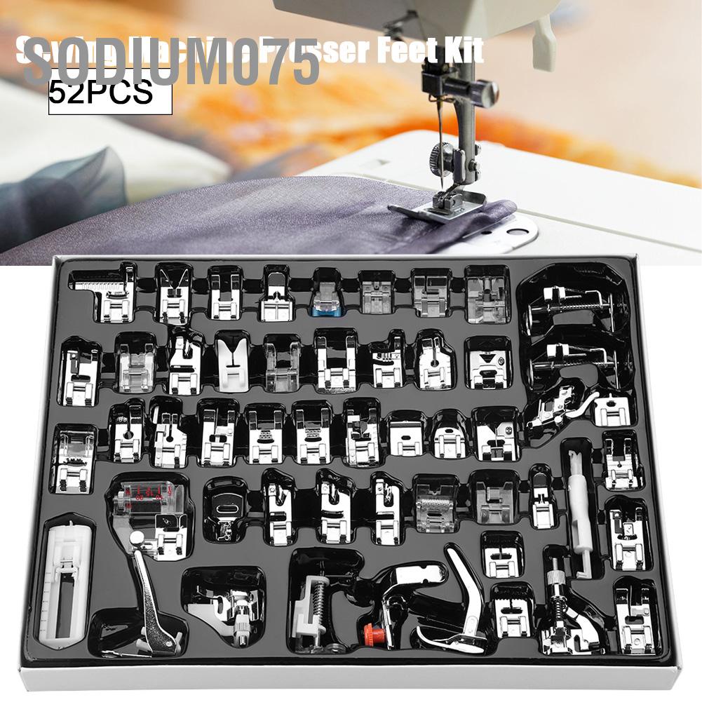 Sodium075 52pcs/set Stitch Walking Foot Presser Feet Kit Household Multi-functional Sewing Machine Part