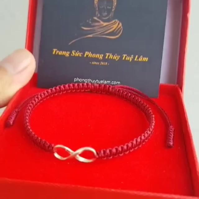 Vòng tay may mắn dây chỉ đỏ đô bện handmade charm bạc hình vô cực tình duyên bình an - DIY TUỆ LÂM | BigBuy360 - bigbuy360.vn