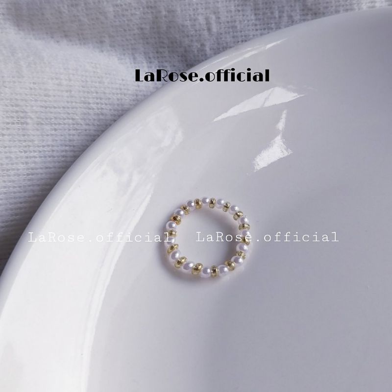 Nhẫn hạt trai nhí kết hợp cườm