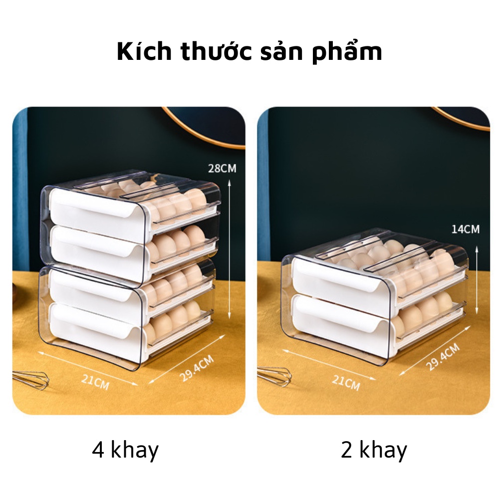 Khay đựng trứng 2 tầng 32 ô tiện dụng cất trữ tủ lạnh an toàn