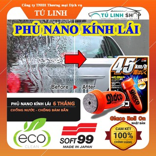 Phủ Nano Kính lái ô tô chống nước tuyệt đối Glaco Roll On - chính hãng Soft99