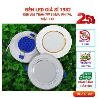 Đèn Led Âm Trần,Đèn Mắt Trâu Đế Xanh Liền Nguồn 7W Phi 90mm Trang Trí Trần Thạch Cao [BH 24 tháng]