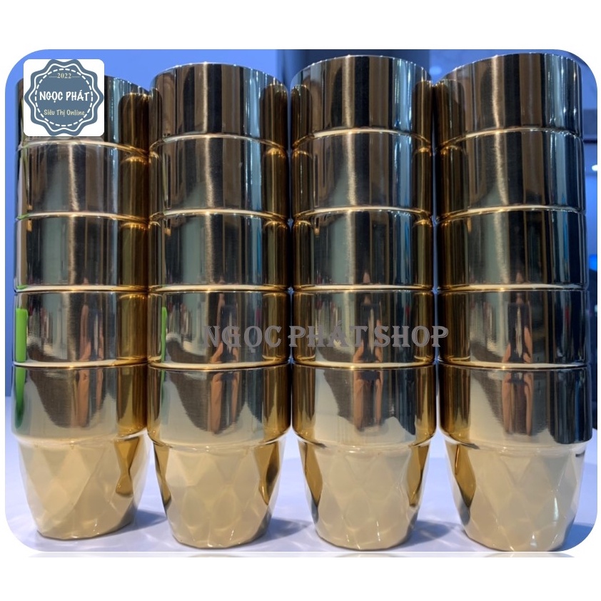 LY INOX 304 CAO CẤP 350ML MẶT CẮT KIM CƯƠNG SIÊU ĐẸP, SIÊU SANG, MÀU VÀNG ĐỒNG