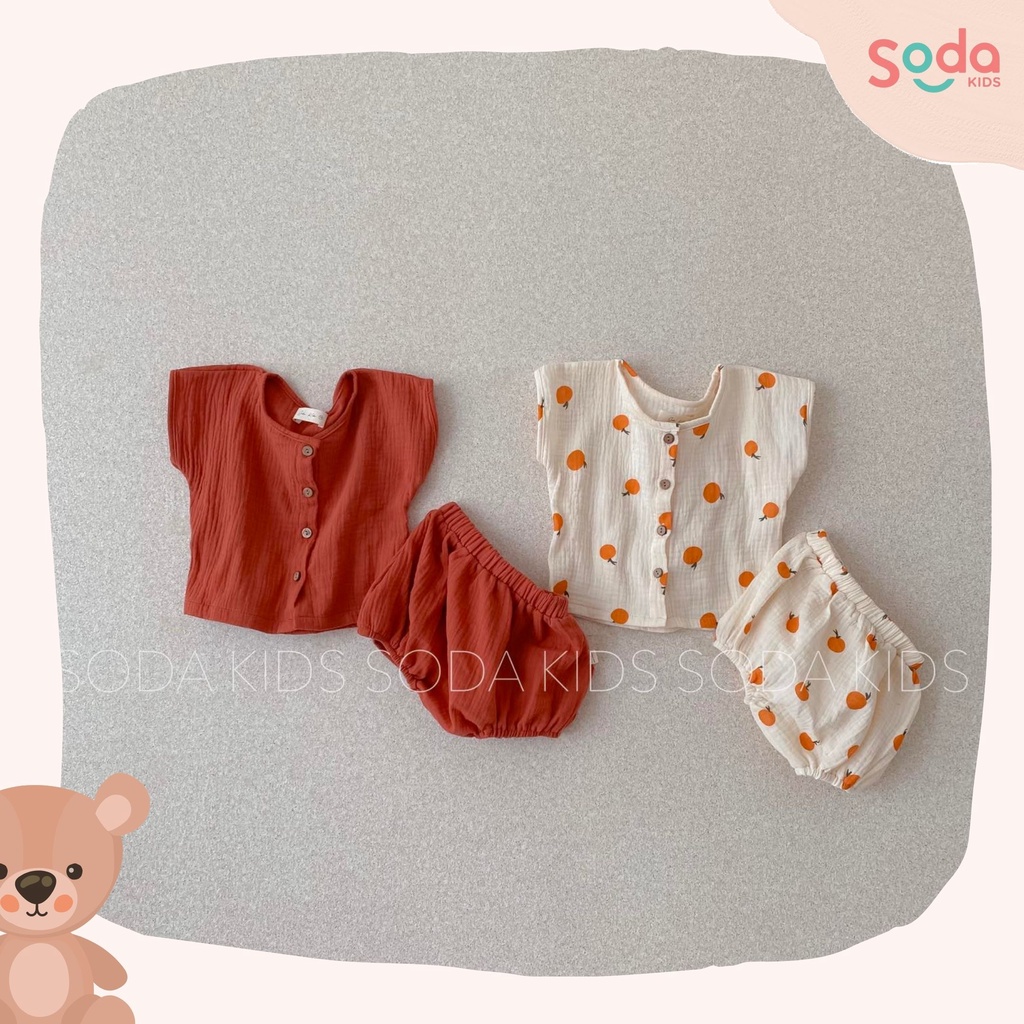 (Hàng thiết kế) Bộ quần áo quả cam bé trai bé gái (2 mẫu)