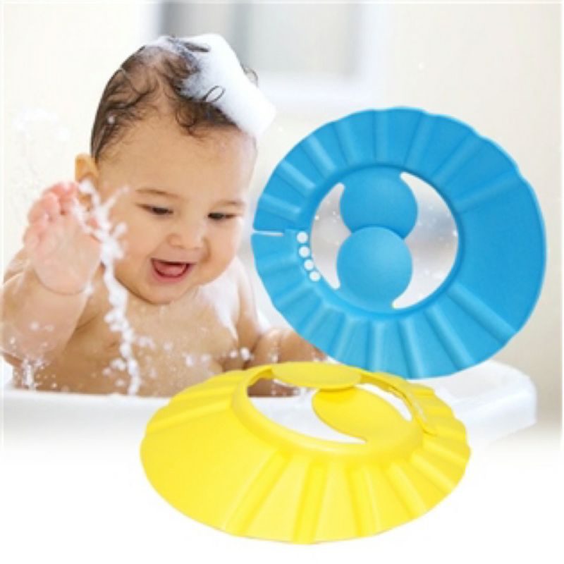 Mũ Tắm Gội Đầu Chắn Nước Chất Liệu Xốp Êm Ái, Ôm Sát Vòng Đầu Của Bé | Nón Tắm Có Bịt Tại Hạn Chế Xà Phòng Vào Mắt
